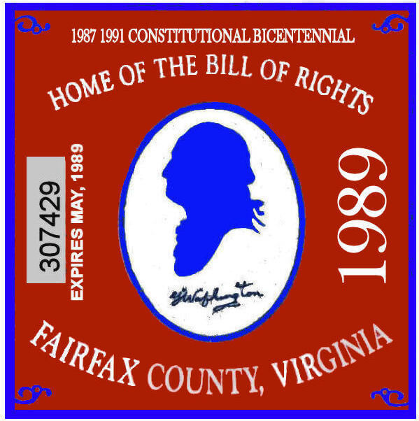 1989 VA Fairfax Centennial sticker 1989 VA Fairfax Centennial sticker